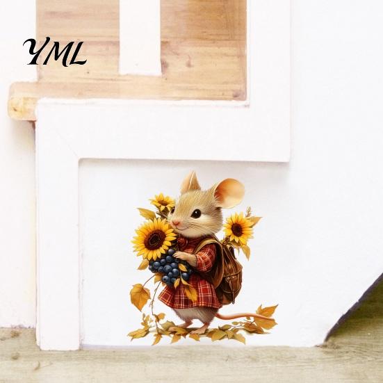 Waterproof Pvc Decals Mouse Wall Stickers, PVC Autumn Retro Fairy Tale Decals, Removable Peel Forest Animal Art And Stick for Kindergarten Indoor