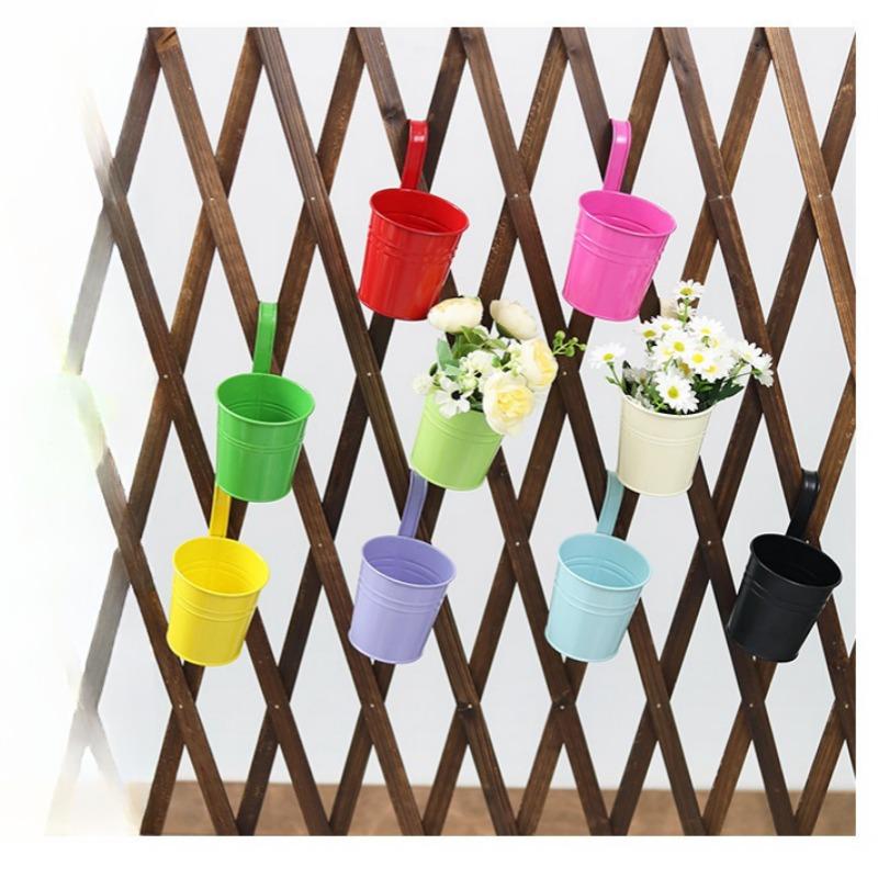 Hanging Planter Flower Holders with Detachable Hooks for Indoor Outdoor Garden Balcony Fence Railing Decoration