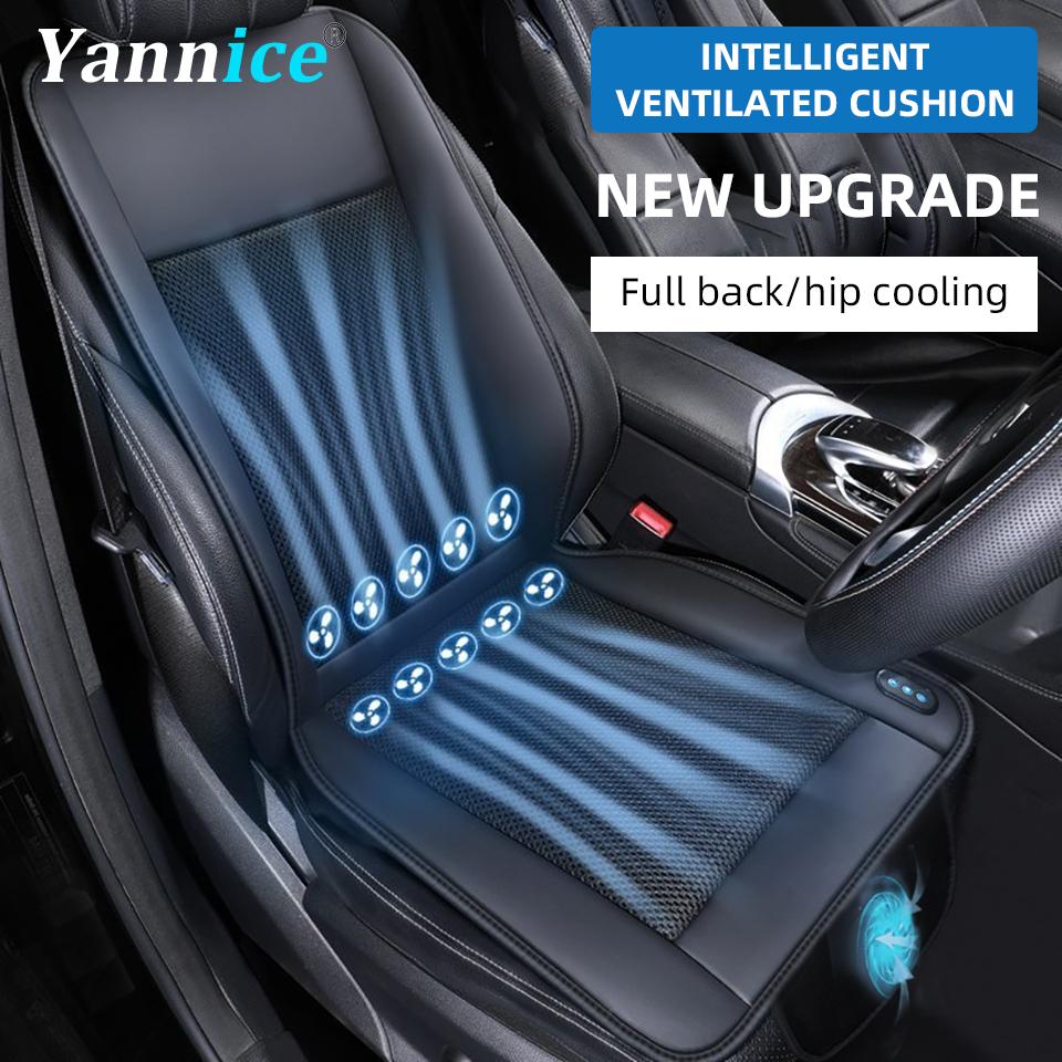 Роскошная автомобильная охлаждающая подушка на сиденье из ПУ-кожи, USB 12В/24В, Универсальная охлаждающая накидка на переднее сиденье с вентилятором, Автомобильная внутренняя охлаждающая подкладка на сиденье