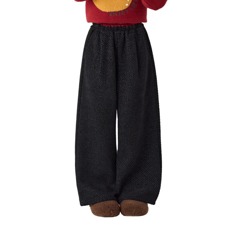 Girls' Fleece-Lined Casual Wide-Leg Winter Pants