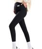 Joyancejt Maternity Cotton Ribbed Cropped Adjustable and Plus Winter Size Leggings, Fleece-Lined Leggings, Waist, Stretch, Pre- Post-Pregnancy, Sizes,