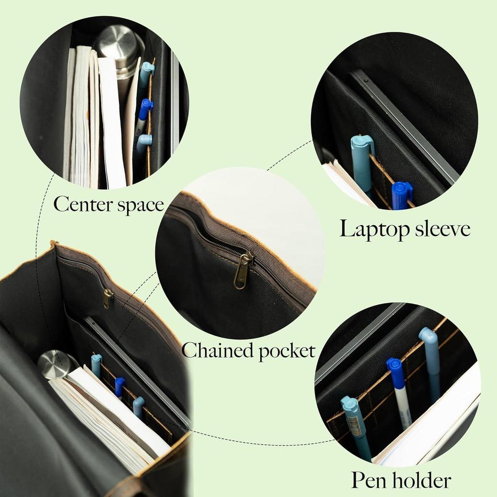 New Vintage Full Grain 21 Inch Leather Laptop Large Backpack Casual Bookbag Daypack Camping Travel Rucksack Knapsack