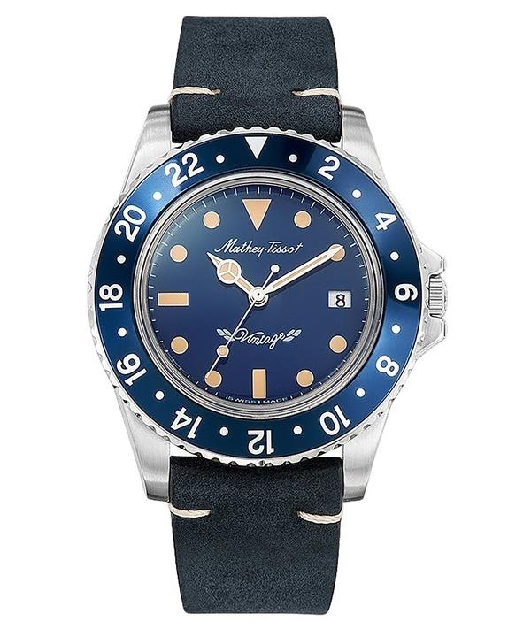 Mathey-Tissot Мужские кварцевые часы Mathy H900ALBU с кожаным ремешком и синим циферблатом