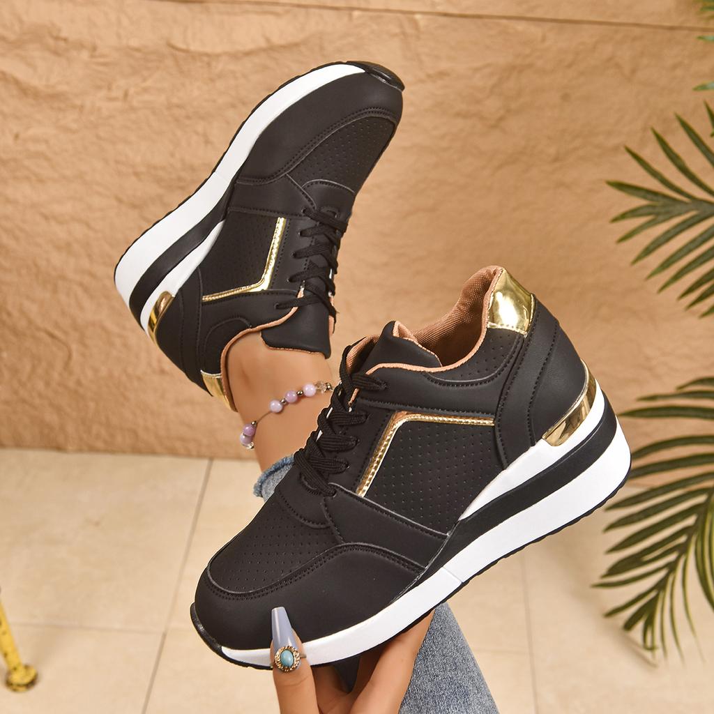 Fashion Women Sneakers 2025 New Lace-Up Wedge Sport Shoes for Women Casual Platform Sneakers Ladies Lightweight Designer Shoes Female