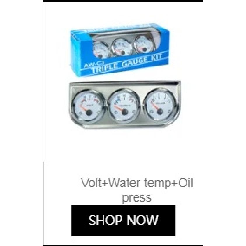 Triple Auto Gauge Set Oil Pressure Water Temp Amp Meter 2" Chrome Panel with White Face TT101324