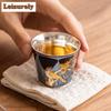 35ml High-end 999 Gilded Silver Ceramic Teacup Flower And Bird Single Master Cup Household Meditation Cup Kung Fu Teaware Gifts