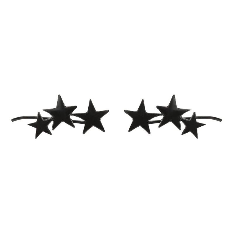 Fashion Scrub Three Star Stud Earrings Five-pointed Stars Without Pierced Ear Clips Simple Jewelry AVE