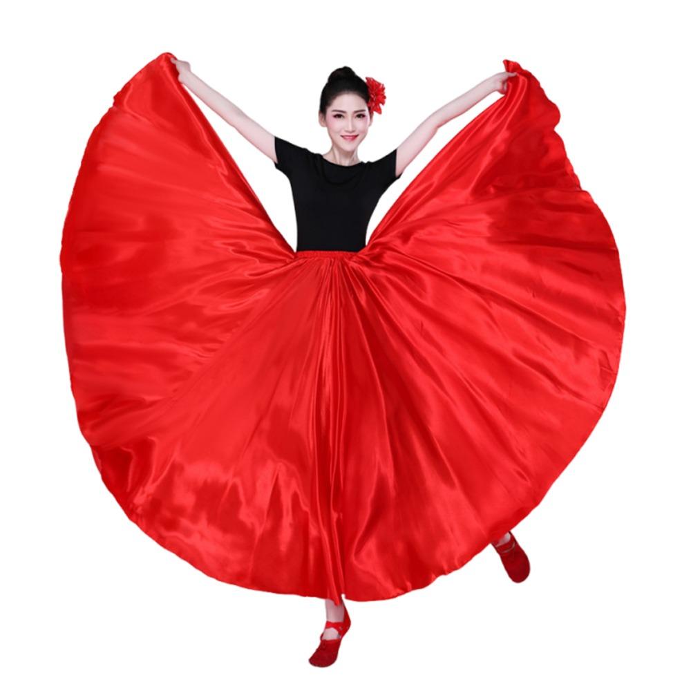 Fashion Smooth Gypsy Women Skirt Carnival Polyester Belly Dance Dress Ballroom Dance Big Swing Paso Doble Dance Dress Women