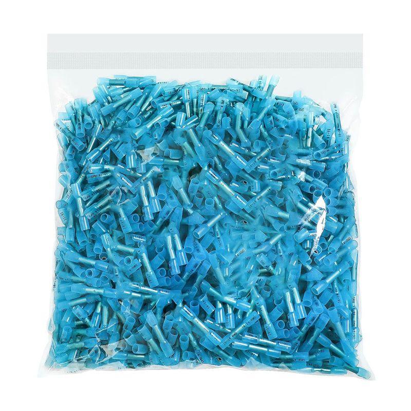 A60zinsulated Splice Electrical Connectors 1000Pcs 16-14 AWG Blue Heat Shrink Butt Connectors, Marine Grademay