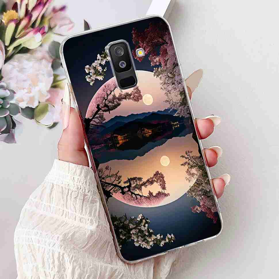 For Samsung Galaxy A6+ 2018 6.0" Case SM-A605FN Cartoon Cat Soft Silicone Cover For Samsung A6+ A6 Plus 2018 New Flower Bumper