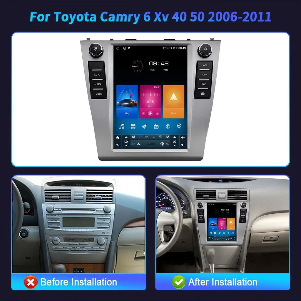 9.7"Android 14 для Toyota Camry 6 Xv 40 50 2006-2011 Автомобильный Радио Мультимедиа Видео Плеер Навигация 4G GPS навигация GPS