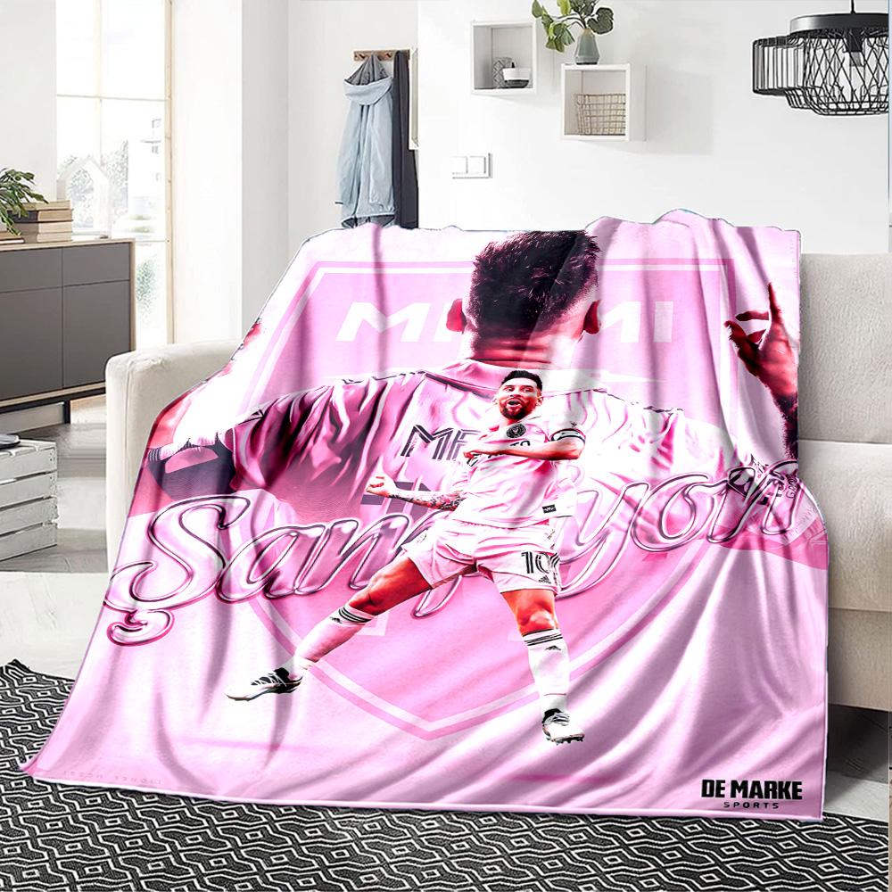 Leo Messi Artwork Blanket Ultra-Soft Great for Office Livingroom Sofa All-Season Use Playful Design Perfect Gift for Relatives and Friends