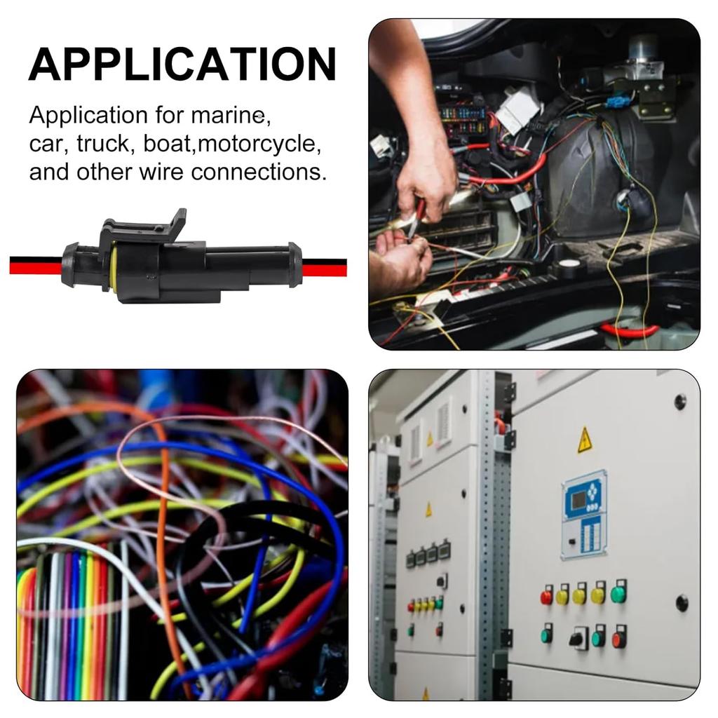 10PCS 2 Pin Way Electrical Wire Connector Waterproof Connector 2 Wire Connector 16AWG Male and Female Plug Quick Disconnect Connector for Car Truck