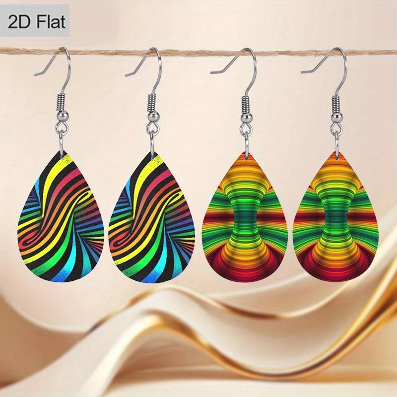 Colored Abstract Stripes PU Earrings Fashion Jewelry Elegant Earrings Pride Earrings Party Earrings Holiday Gift for Friends Party Favor