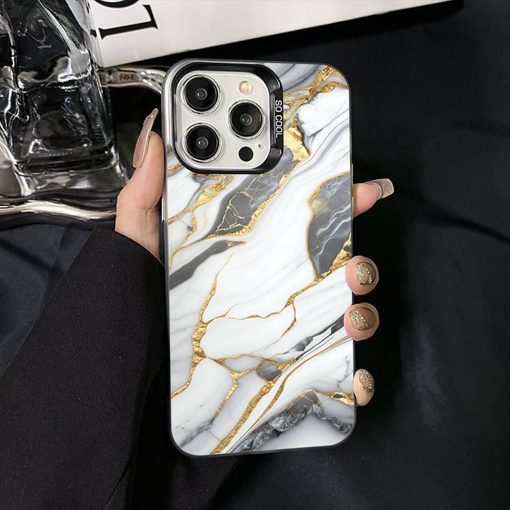 Акварельный Мраморный Посеребренный Внутри Чехол Для Телефона Для iPhone 17 16 15 14 11 12 13 Pro Max Plus X XR XS Max Цветной