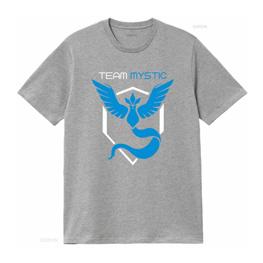 Мужская футболка Team Mystic Синий Символ Фаната Fun Poke Go Мудрость Винтажная винтажная Стирка Удобная Стильная Унисекс Универсальная