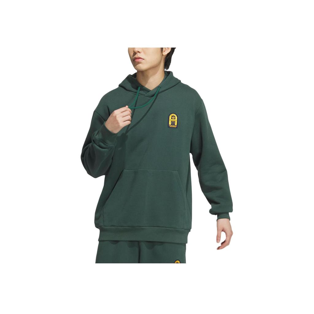 adidas Originals Men's Collegiate Badge Dark Green Fleece Hoodie JD3245