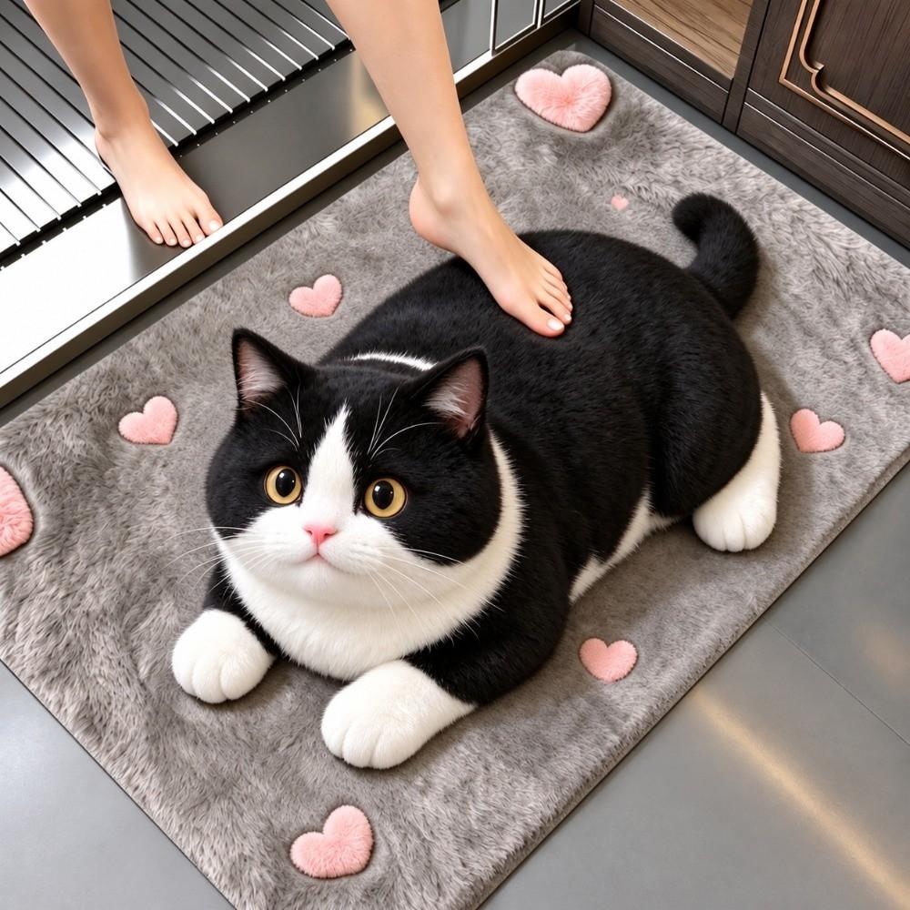 Diatomaceous Earth Bathroom Carpet 40×60CM Bedroom Door Rug Creative 3D Cat Floor Mat Home Decor