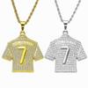 HNSP Cristiano Ronaldo CR 7 Jersey Full Zircon Pendant Chain Necklace For Men Boy Soccer Fans Hip Hop Zircon Accessories