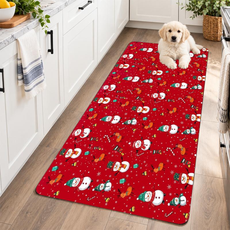 Flannel Kitchen Mat Christmas Soft Area Rug Non Slip Floor Carpet Home Decoration