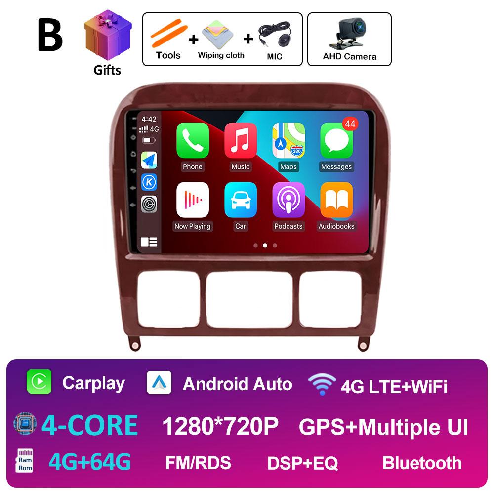 9-дюймовый Android 14 для Mercedes Benz S Class W220 S280 S320 S350 S400 S430 S500 S600 AMG 1998 - 2002 2003 2004 2005 Головное устройство BT