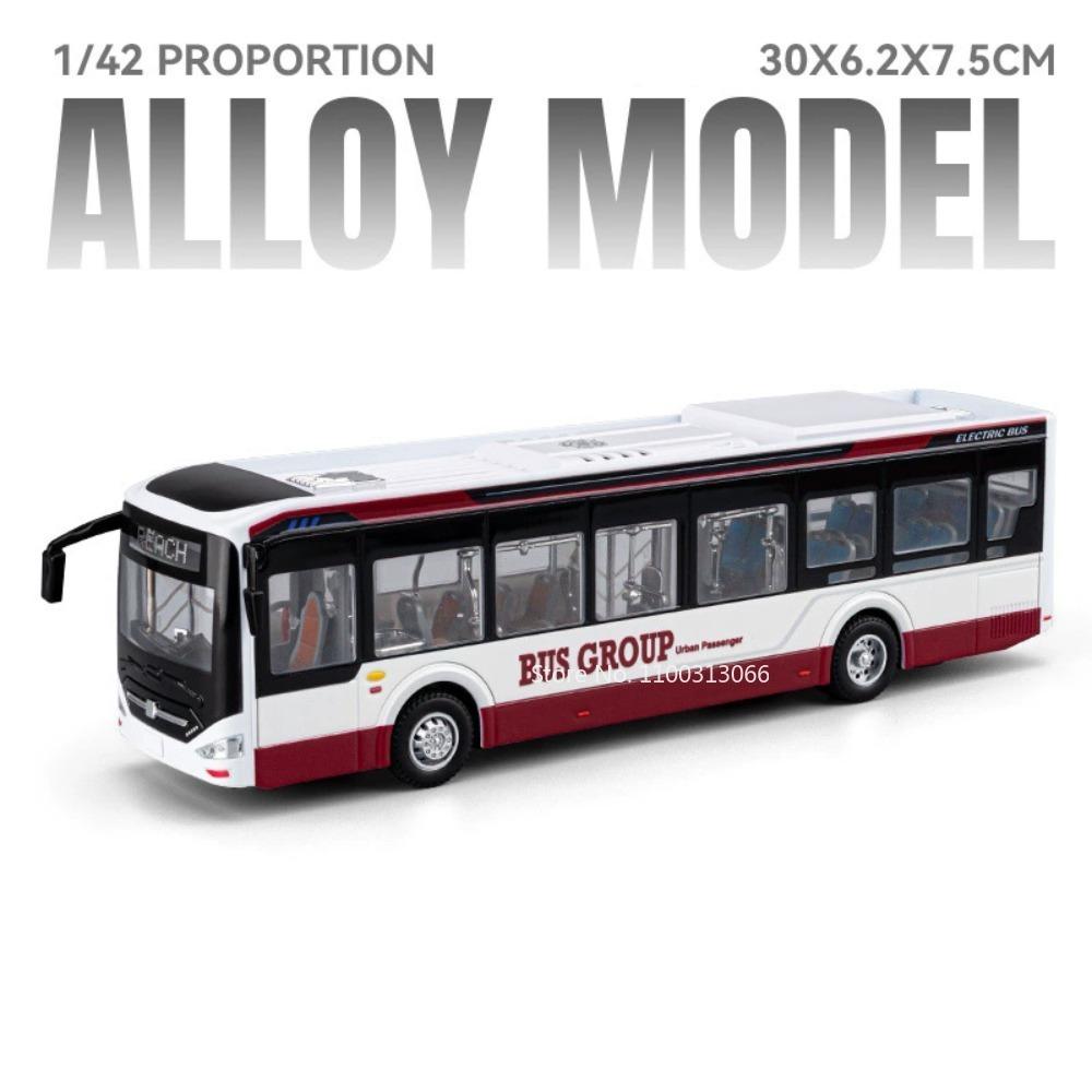 1:42 Игрушки Автобусы на Новой Энергии Машинки Миниатюрные Модели Двери Открываются Машина Изысканный Интерьер Металлические Транспортные Средства для Малышей Детей Подарки