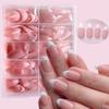 360Pcs/box Glossy Soft Gel Pink French Nail Tips Medium Almond White Simple Press On Nails 10 Grids False Nails