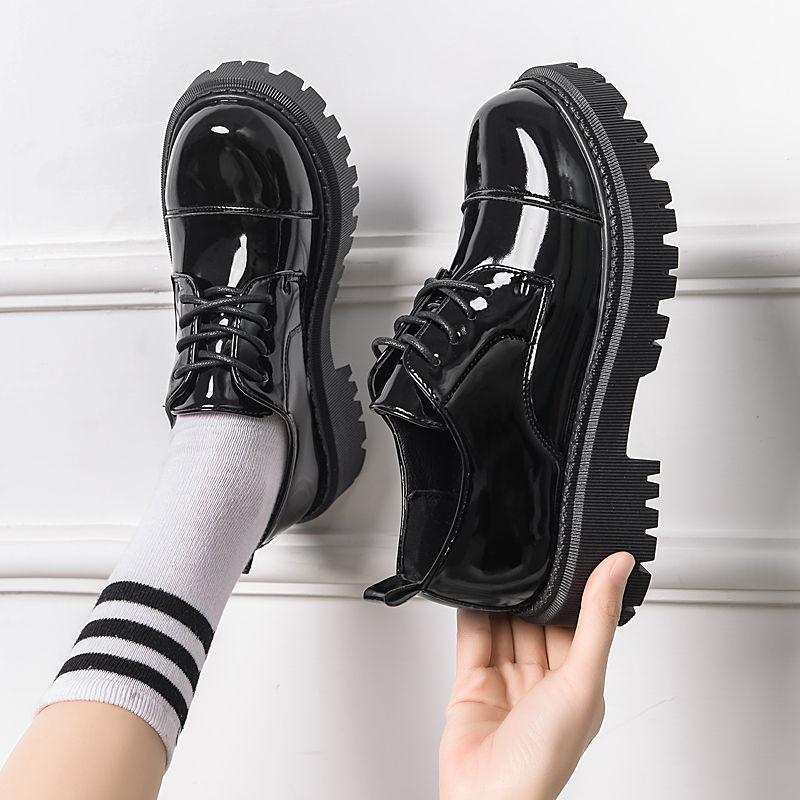 Черные туфли на плоской подошве, женская мода, новые британские кожаные туфли на толстой подошве, кожаные туфли на плоской подошве с мягкой подошвой, повседневные туфли на платформе