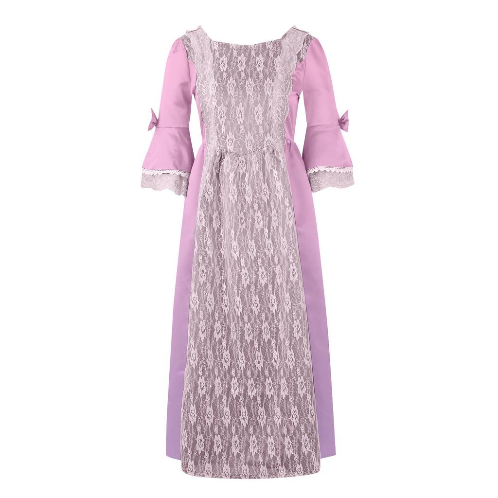 Женская мода Ретро-спектакль Танцевальное представление Кружевное кружевное вечернее платье с расклешенными рукавами