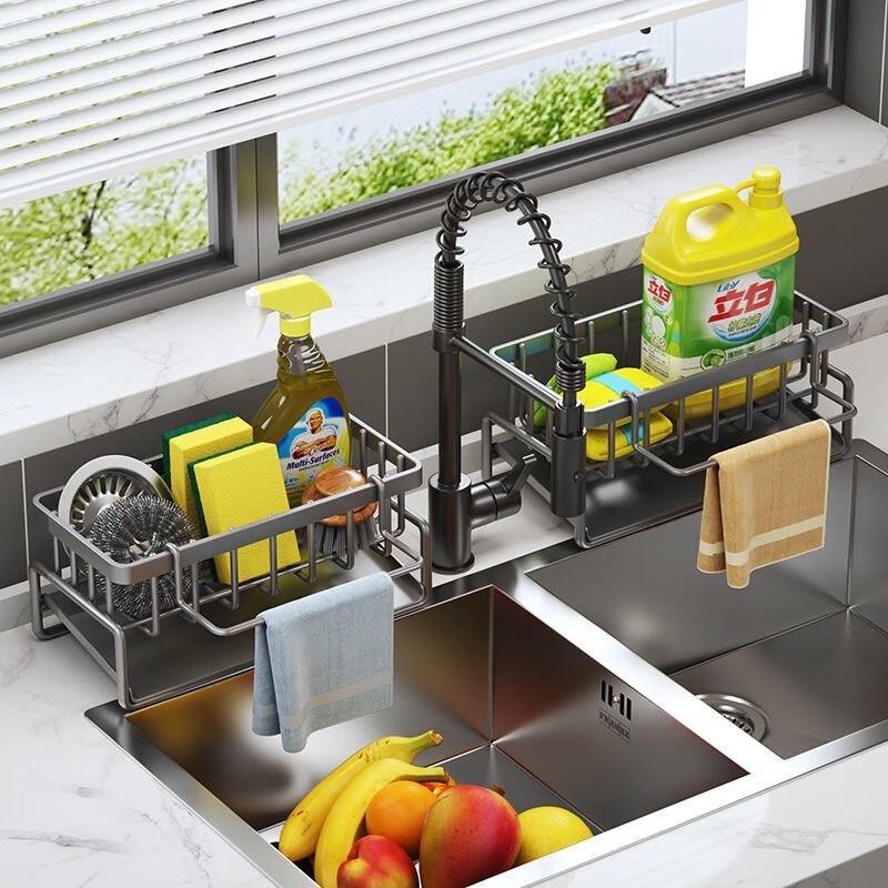 Multi-functional Kitchen Storage Rack with Drain Basket