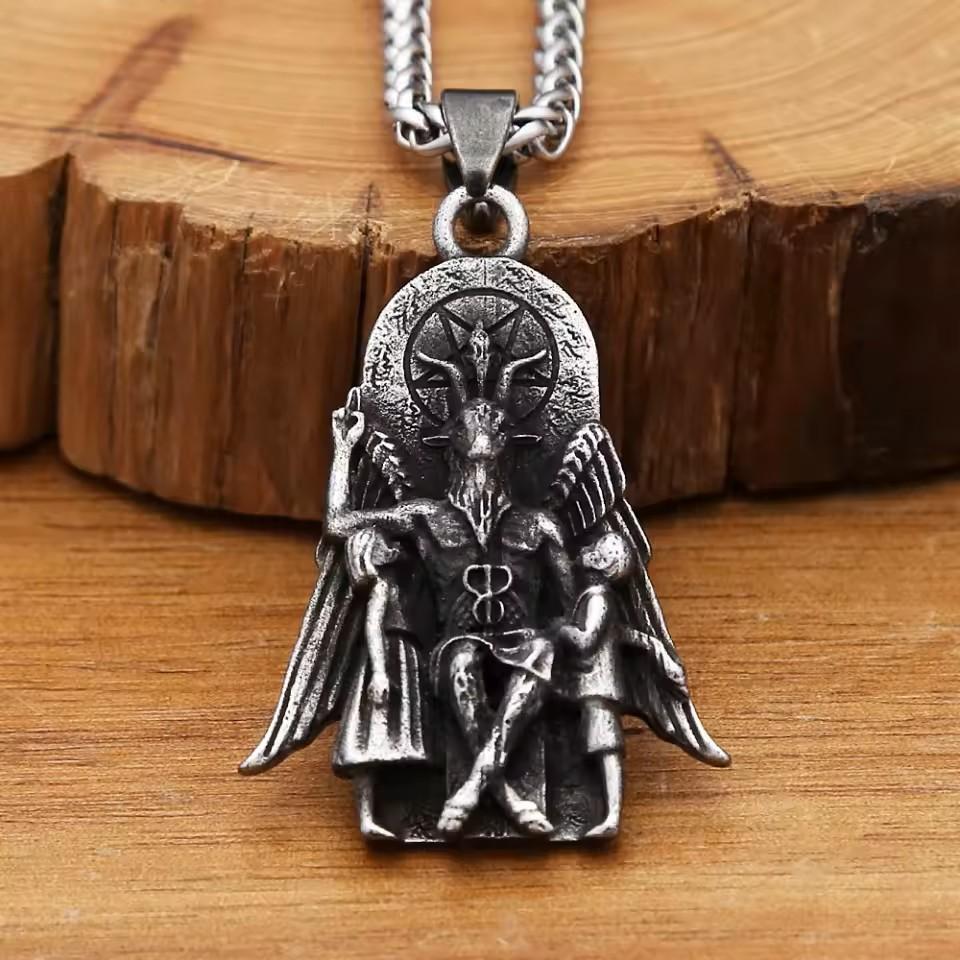 Vintage Retro Baphomet Goat Satan Pendant Necklace Chain Unisex Men Women Fashion Gothic Amulet Talisman Jewelry Party Gift