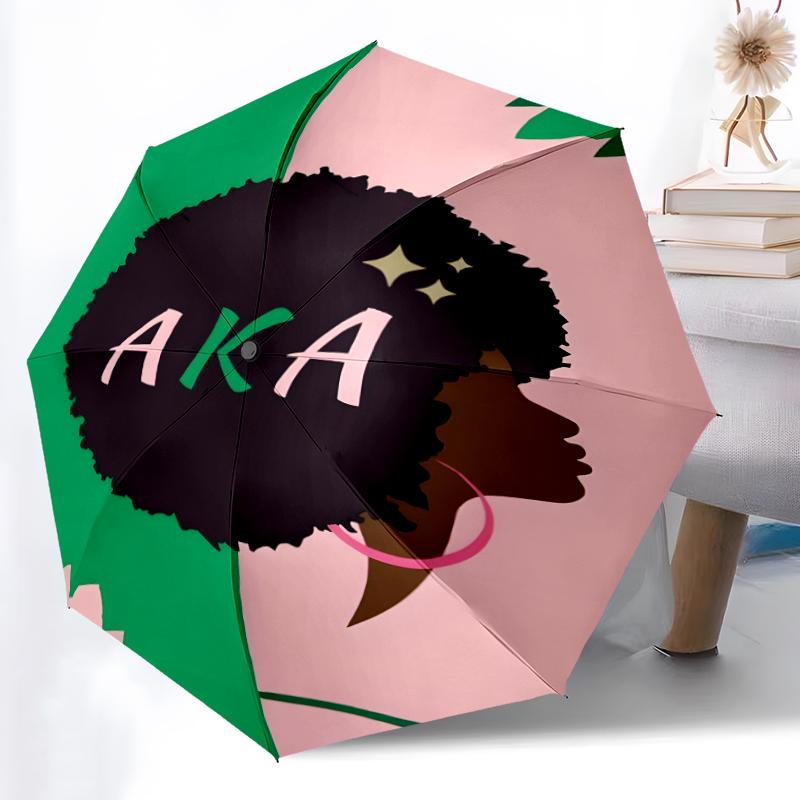 Автоматический зонт AKA logo9 Print, 8 спиц, железный каркас, пластиковая ручка, подходит для путешествий на открытом воздухе и на каждый день, идеальный подарок