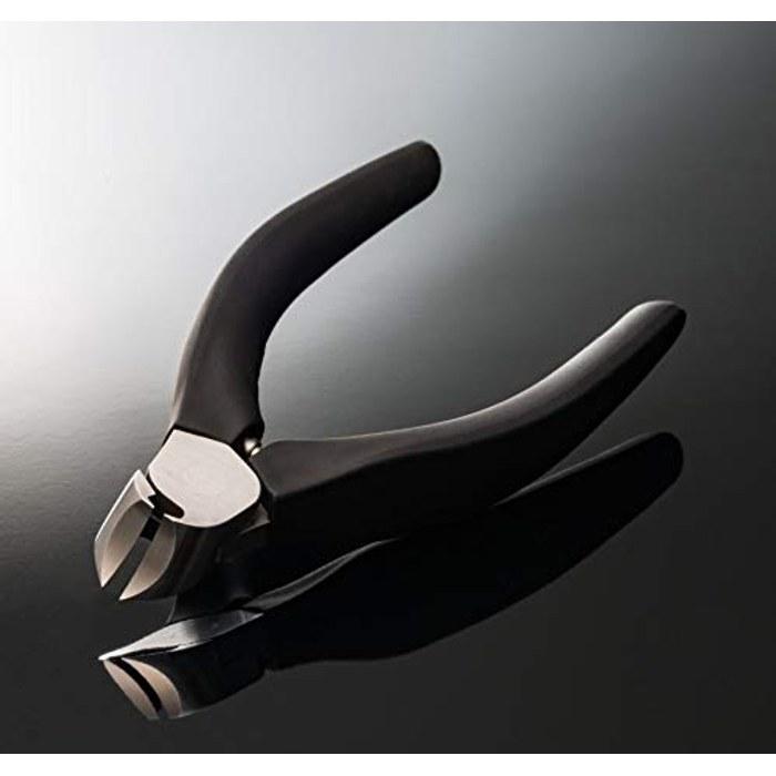 SUWADA Fingernail Clippers Soft Slim - Resin Grip, Non-Slip - Black/Silver (1 count)
