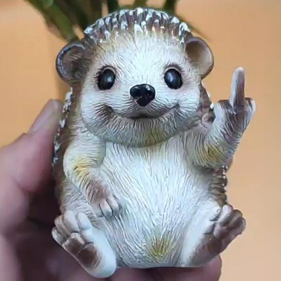 Middle Finger Hedgehog Statue Simulated Hedgehog Resin Figurine Animal Sculpture