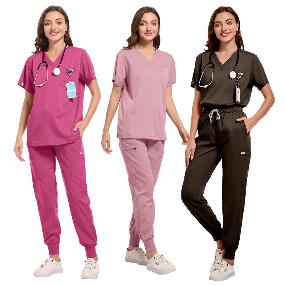 Восьмицветный медсестринский костюм-скраб - Дышащая, влагоотводящая женская униформа для ветеринарных клиник