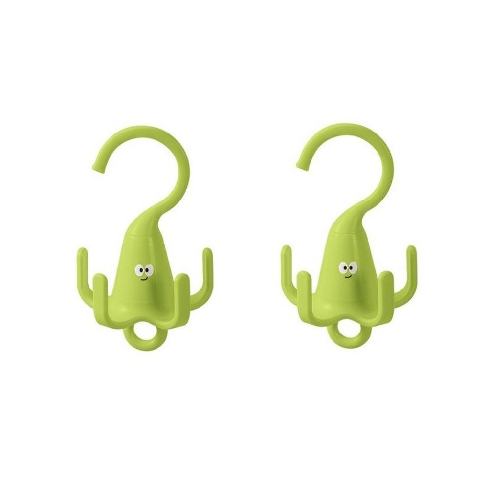 2 Pieces Plastic 360° Rotating Clothes Hook Cartoon Space Saving Rotatable Closet Hooks Decorative Five Claw Hook For Wardrobe