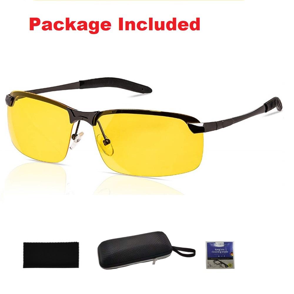 Поляризованные очки для ночного вождения с антибликовым покрытием Очки для ночного времени Очки с желтыми тонированными линзами UV400 Защита глаз Очки-авиаторы