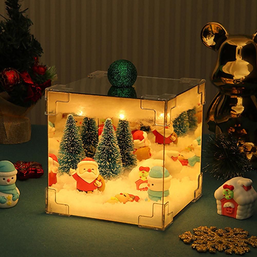Cube Design Nightlight Material Package DIY Snow Scene Decorative Light Christmas Lighting Decoration Gift for Family Friends