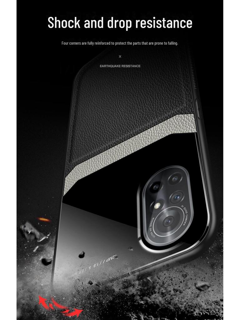 Защитный чехол с текстурой кожи для Huawei Honor V40 Light Luxury Edition - мягкий силикон, полный край, защита объектива 5G