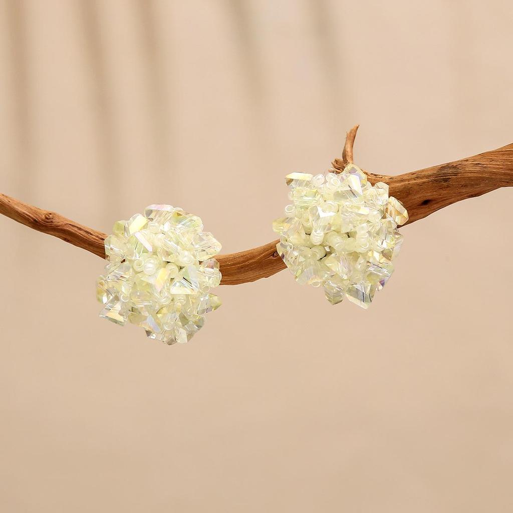 Hydrangea Crystal Beaded Dangle Earrings - Skin-Brightening, Light Luxury Jewelry for Women, 2025 Niche Design