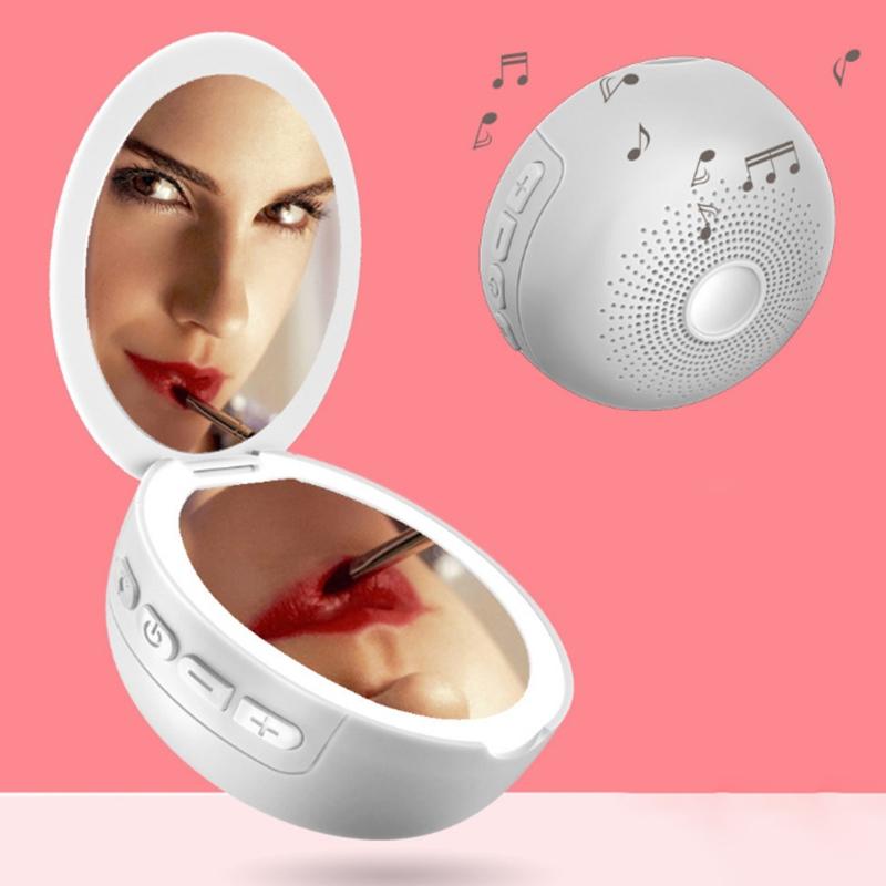 Креативная беспроводная Bluetooth-совместимая колонка, зеркало для макияжа со светодиодной подсветкой, портативное, для улицы, путешествий, зеркало красоты