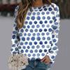 Fashionable Retro 3D Floral Print Women's Casual Round Neck Long Sleeved T-shirt