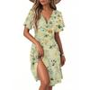Women's Casual Fashion Dress Vintage Floral Floral Short Sleeve V-neck Dress