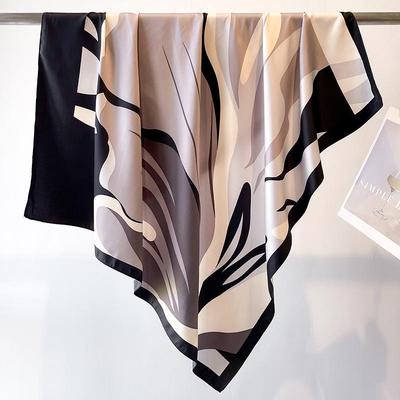 Полосатый твиловый шелковый шарф: Большой квадратный платок и солнцезащитный дорожный головной платок - 90 см, идеально подходит для весны и осени