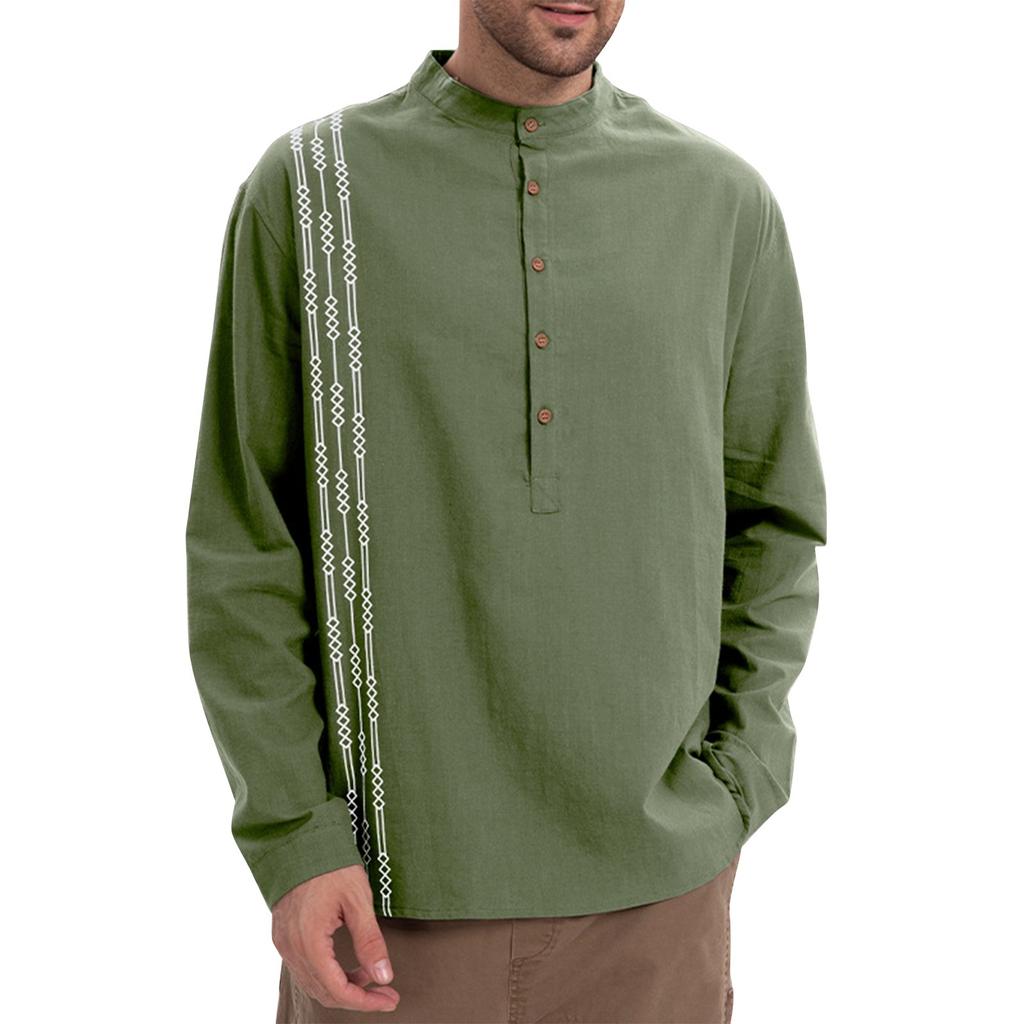 Мужские весенние однотонные ретро-топы с длинным рукавом на пуговицах, мужские повседневные модные топы