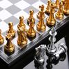 Высокое качество шахматная игра золото и серебро черно-белые фигуры складная магнитная складная доска современный набор