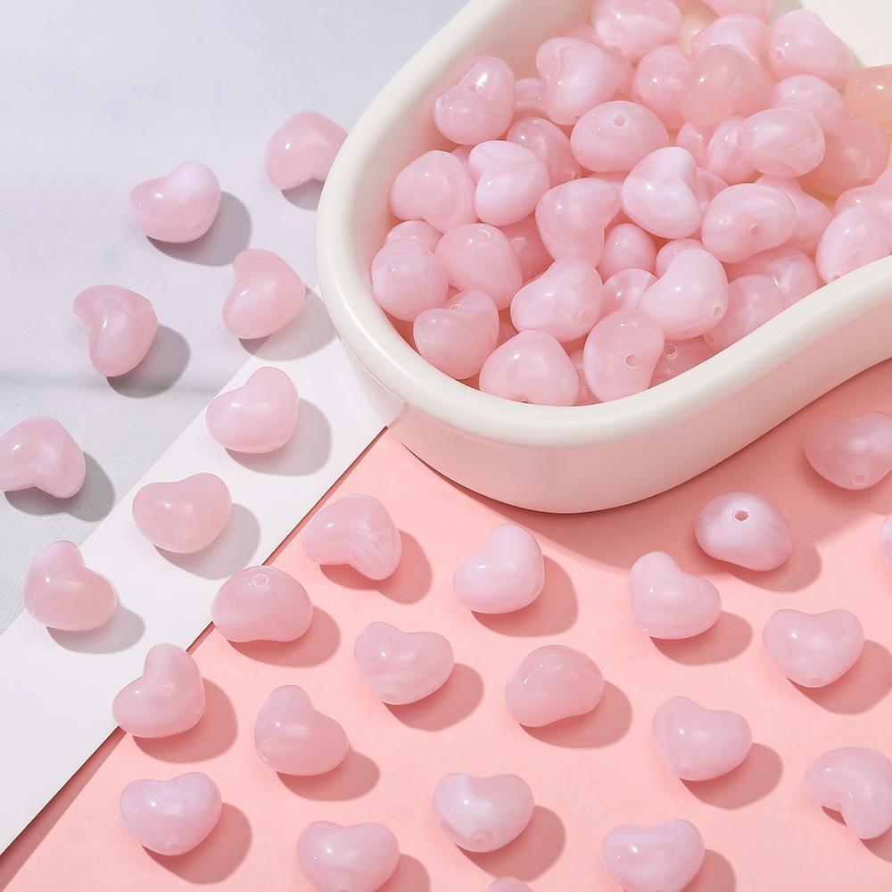 Imitation Stone Beads DIY Peach Heart Beaded Bracelet Pendant Jewelry Accessories