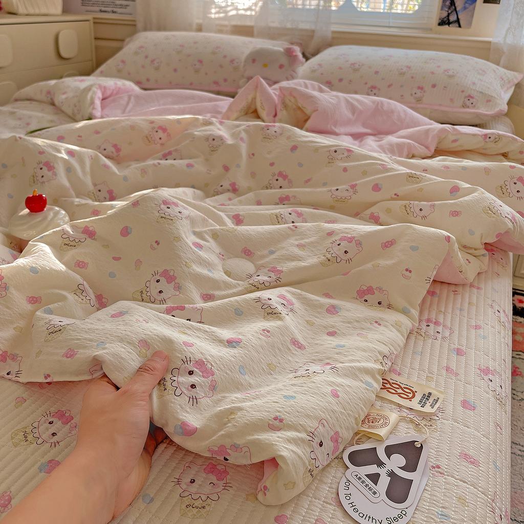 Class A Double-Layer Yarn Xia Liang Quilt Bed Cover, Small Floral Machine Washable Single Pure Cotton Cotton Air Conditioner Quilt