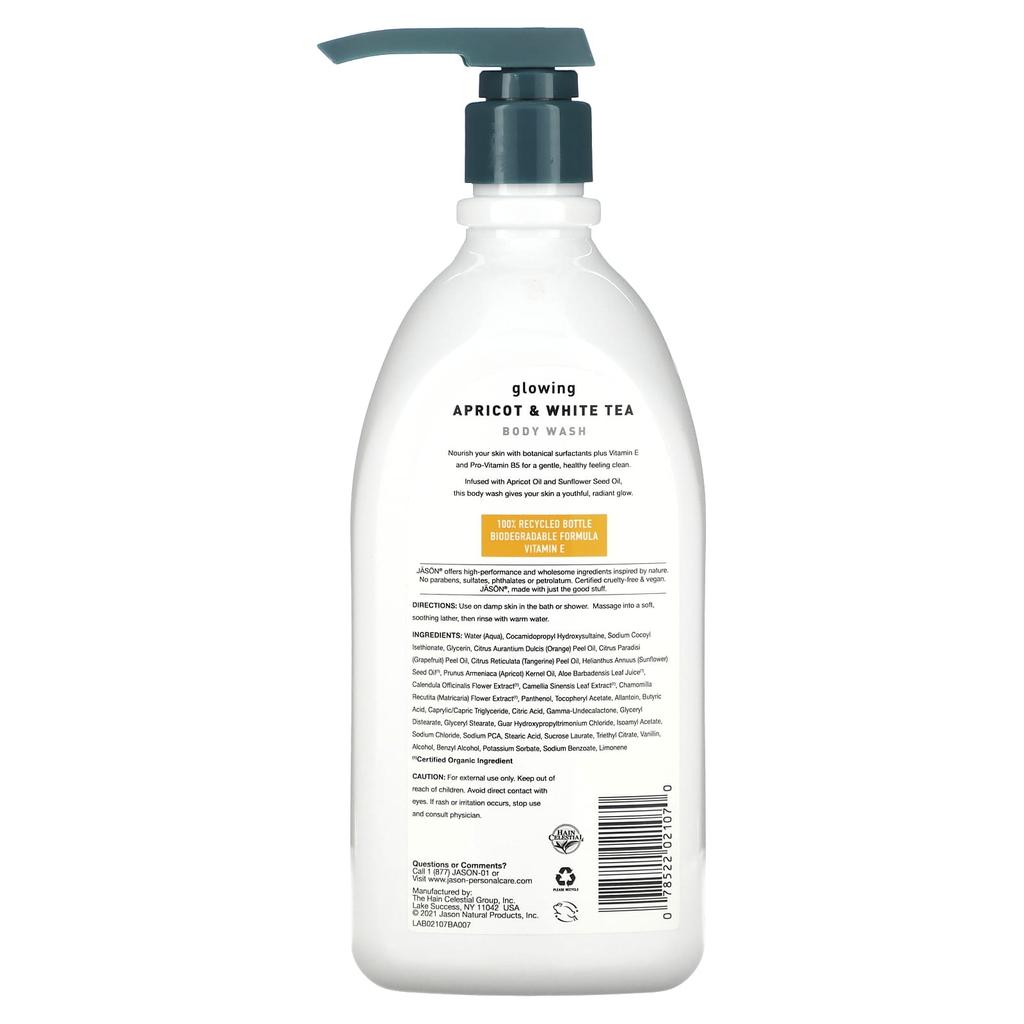 Jason Natural Body Wash, Radiant Apricot & White Tea, 30 Fl Oz (887 Ml)