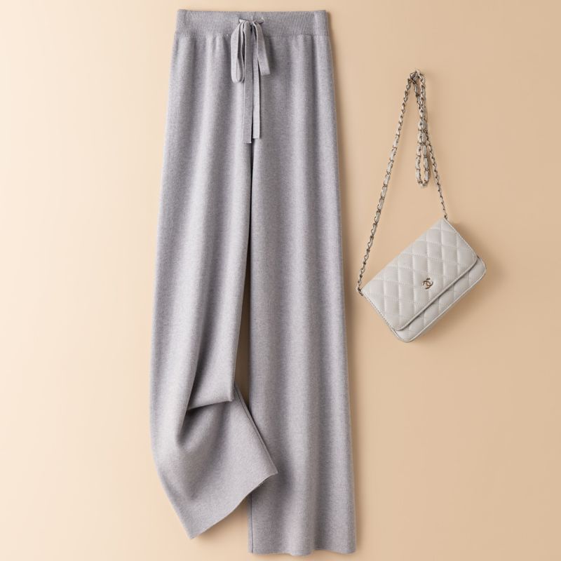 Thick Warm Knitted Casual Chic Basic Soft Elastic High Waist Women's Pants Korean Fashion Straight Ankle-Length Pants For Women